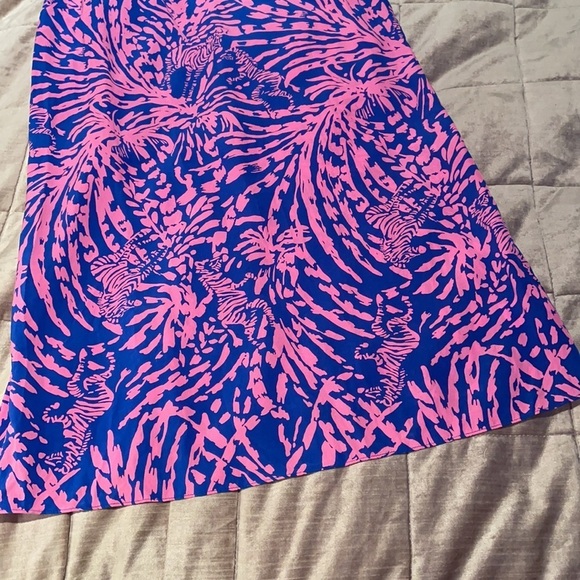 Lilly Pulitzer Silk Dress Blue and Pink Zebra In Grass Betty Racer Back XS - Picture 10 of 16